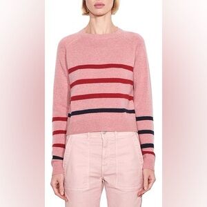 Sundry Pink Red Striped Star Heart Patch Wool Cashmere Blend Sweater size 2